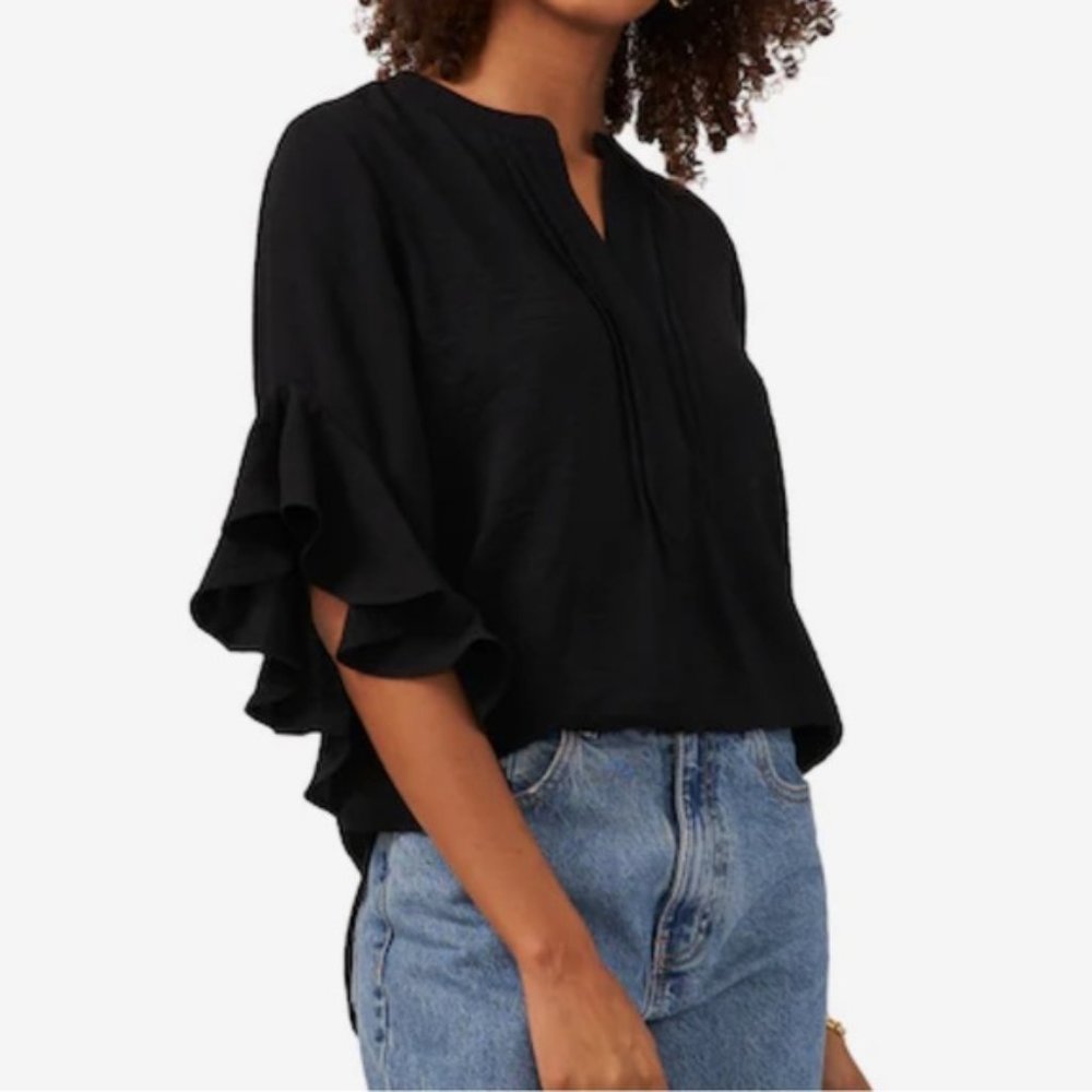 Vince Camuto Pleated Ruffled-Sleeve blouse